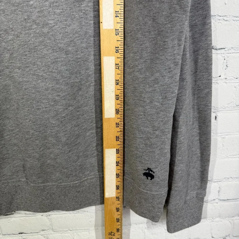 Brooks Brothers 346 Mens Medium Quarter Zip Pullover Gray 100% Cotton Sweatshirt